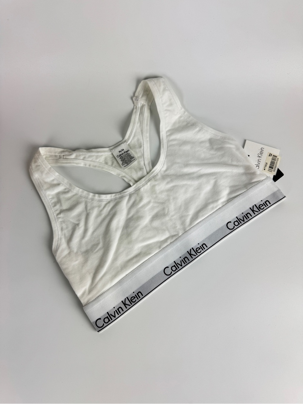 Calvin Klein Women White Logo Band Racerback Bralette
